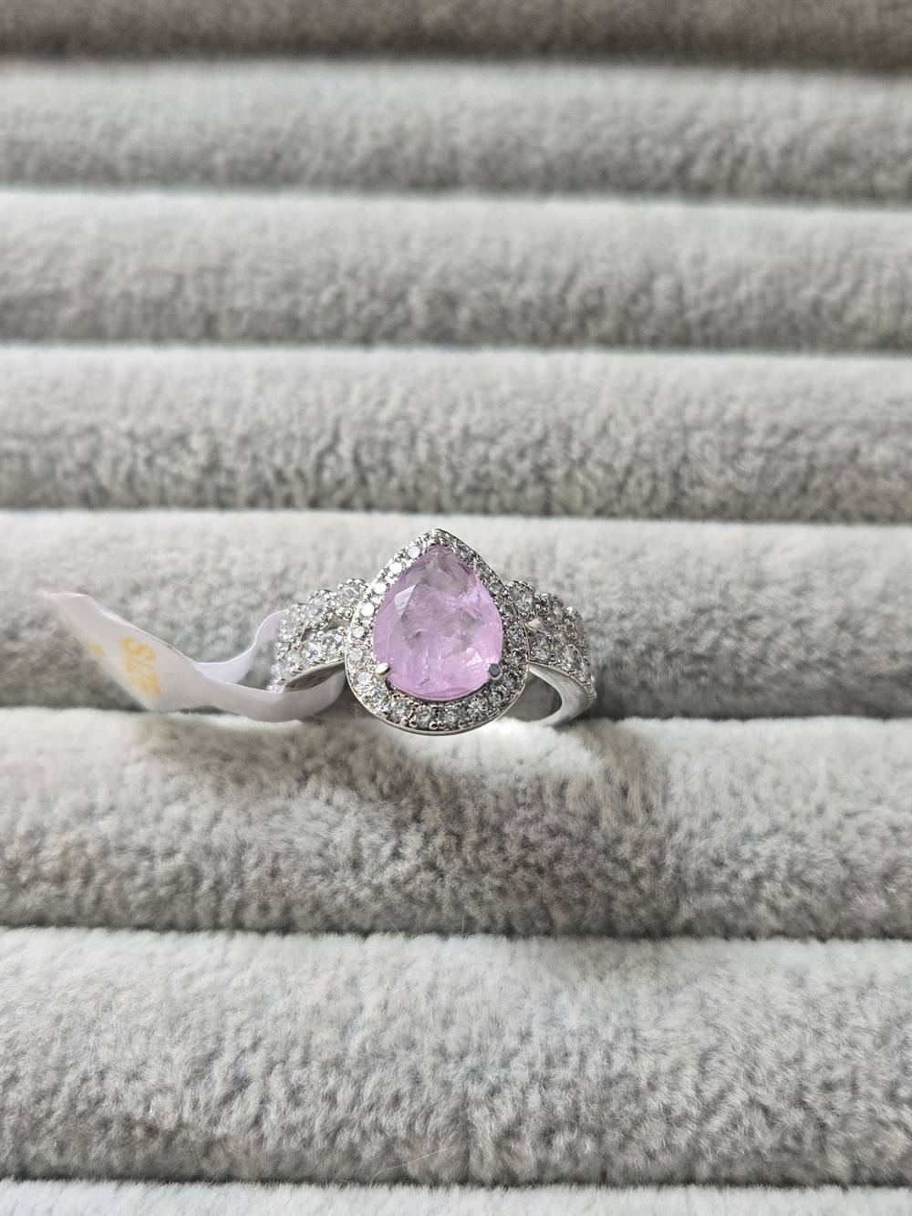 New Size 7 Purple Kunzite Fused Genuine Quartz Rhodium Plating Bomb Party Ring